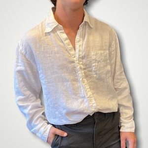 VISITOR linen washable button down shirt lightweight white casual summer 🛼